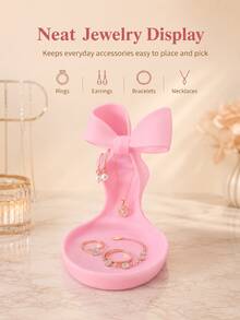 High Heel Shaped Jewelry Tray, Pink Jewelry Storage Box; Multi-Functional Storage For Rings, Earrings, Bracelets And Necklaces; Fashionable And Cute Design, Perfect For Placement On Vanity, Nightstand Or Bedroom; Elegant Jewelry Display Tray - Multicolor - View 3