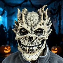 2pcs Halloween Horror Latex Masks, Bloody Ghost / Pumpkin Head / Bone Skull Head Cover, Escape Room Mystery Party Costume Props - Multicolor - View 2