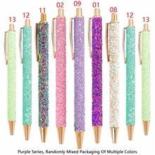 1pc Glitter Gel Roller Ball Pen, Medium Tip 1.0mm, Black Ink Retractable Metal Pen, Sequin Decoration, Suitable For Journaling, Back To School - Multicolor - View 7