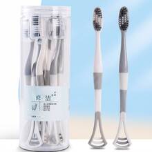 8pcs/Set Multifunctional Colorful Double-Headed Toothbrush, For Brushing Teeth And Cleaning Tongue - Multicolor - View 2