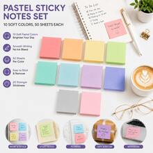 Conjunto de Notas Adesivas Cor Macaron, Bloco de Notas Quadrado Colorido, 50 Folhas por Cor, Notas Adesivas Autoadesivas e Escrevíveis, Marcadores de Página Removíveis, Adequado para Escola, Escritório, Estudo, Planejamento, Papelaria, Volta às Aulas - Tamanho Único - Visão 8