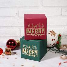 5/10pcs Mini Christmas Gift Boxes With Ribbon - Festive Red & Green "Christmas" Design, Suitable For Candy, Chocolate And Small Gifts - Ideal For Holiday Decor, Party Favors And Christmas Stocking Stuffers - Multicolor - View 4