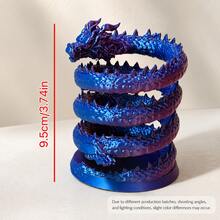 Tempat Pena Naga Cetak 3D, Kotak Penyimpanan Meja Dua Warna Berkilau, Kerajinan Cetak 3D Kreatif, Desain Naga Melingkar 3D - Gradien Biru Ungu, Tahan Lama dan Anti Jatuh, Cocok untuk Meja atau Meja Kantor, Kotak Penyimpanan Pena Ballpoint - naga - View 10