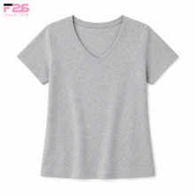 F26 Women's Basic Micro V-Neck T-Shirt - Grey - View 4