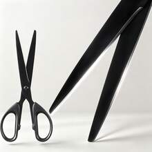1pc Highly Attractive All-Black Integrated Stainless Steel Scissors, Thickened Durable, Non-Slip Comfortable Handle, Home School Sewing Paper Cutting Craft Scissors, Portable Manual Cutting Tool - Black - View 3
