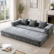 Modular Chenille Block Sofa – Super Soft, Freely Combinable With Side Pockets For Storage And Non-Slip Bottom - Dark Gray - View 4