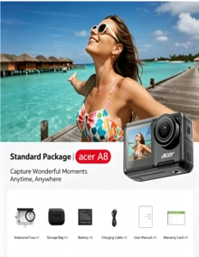 Acer Waterproof Action Camera With Gyro Stabilization, Motorcycle Dash Cam, HD Vlog, Portable A8 Standard Kit - View 5