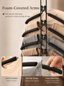 Ergonomic Multi-Layer Clothing Storage Rack, Heavy-Duty Metal Wire Standard Clothes Hanger, High-End Multi-Functional Clothes Hanger, Suitable For Busy Professionals, Applicable For Apartment, Dorm Small Space Daily Storage Of Shirts And Pants - Multicolor - View 3