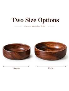 Walnut Wooden Bowls, Round Serving Bowls For Fruit Salad Dessert, Home Kitchen Food Storage Dinner Tableware - Multicolor - View 3