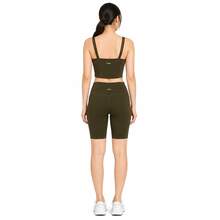Li-Ning Women's High Waist Elastic Knee-Length Yoga Cycling Shorts ANBV002 - Prickly Green - View 6