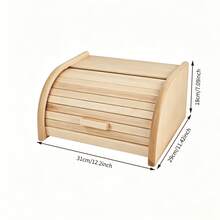1pc Roll Top Bamboo Bread Box, Large Capacity Wooden Bread Storage Container, Countertop Bread Keeper With Rolling Lid, Food Storage Bin For Loaves Pastries Kitchen Counter Organizer - Multiple Specifications - View 10
