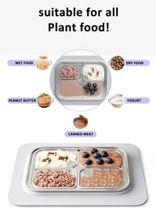 不鏽鋼4格狗狗慢食碗，附可拆卸矽膠底座，可選配矽膠刮板，耐咬慢食餵食碗，分格食物擺放，防潑濺防散亂，幫助緩慢進食的餵食碗組 - 約800ml - 查看 5