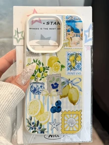 1件白色檸檬印章碎紙極簡個性化 TPU 防震全包覆手機殼，適用於 Apple 17 16 15 14 13 12 11 Pro Max Air 及系列 - 彩色 - 查看 3