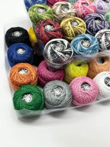 16 Colors Long Fiber Pure Lace Thread Set DIY8 Suitable For Home Multi-Function Sewing Thread. Random Colors, Can Be Used For Clothing Sewing, Hand Knitting And More. - Lace Thread - View 1