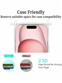 3 Pieces Set Of 9H Hardness Shatter Resistant Bubble Free Tempered Glass Full Screen Protective Film, Compatible With IPhone 15 (6.1 Inches), 17 Pro Max,17,17 Pro,17 Air,16 Pro Max,16,16 Plus,15 Pro Max,14,13,12,11 Pro Max,XR,XS Max,XS Waiting For Models, Daily Protection [International Version Non Local Version] - Multicolor - View 2
