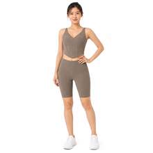 Li-Ning 女款高腰彈性膝長瑜伽單車短褲 ANBV002 - 木褐 - 查看 2