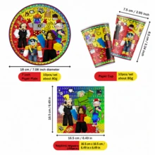 Roblox 30pcs Cartoon Dining Elements Party Tableware Set, Disposable Cutlery Set Including Cups, Plates, Straws, Ideal For Family Gatherings, Birthday Parties, Decorative Napkins, Double-Layer Cartoon Design, Suitable For Parties, Camping, Picnics, Backyard BBQs, Birthday Party Supplies - Roblo Napkins 2 Paper Cups and Saucers - View 6