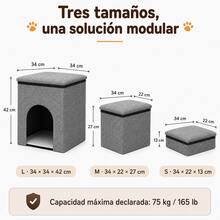 Escalera para perros pequeños con espacio de almacenamiento, ajustable para cama alta y sofá, rampa para perros pequeños y gatos, 3 niveles en gris - Gris - Ver 10