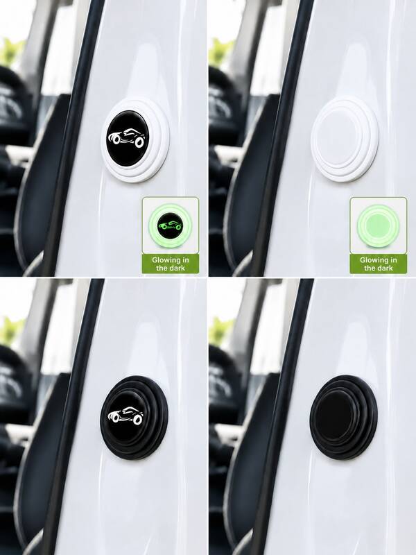 Universal Car Door Shock Absorbing Pads, Fluorescent Self-Adhesive Silicone Anti-Collision Cushioning Stickers, Car Door Trunk Hood Noise Reduction Shock Absorption, Car Accessories, Car Decoration, Sedan SUV Truck Interior Car Accessories
