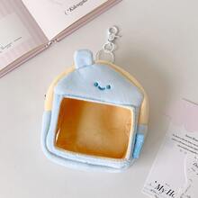 1pc Smiling Face Plush Mini Bag, Clear Visible Window Doll Display Storage Pouch, Backpack Style Portable Hanging Carry Bag, Multi-Functional Organizer Case For Mini Plush Doll, Coins, Earphones, Lipstick - Storage Bag - View 10