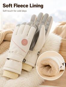1 par de guantes de esquí de invierno para mujer, guantes cálidos con pantalla táctil, guantes de nieve a prueba de viento y resistentes al agua, forro suave, correa de muñeca ajustable, adecuados para deportes al aire libre, ciclismo, senderismo - Multicolor - Ver 5