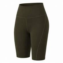 Li-Ning Women's High Waist Elastic Knee-Length Yoga Cycling Shorts ANBV002 - Prickly Green - View 3