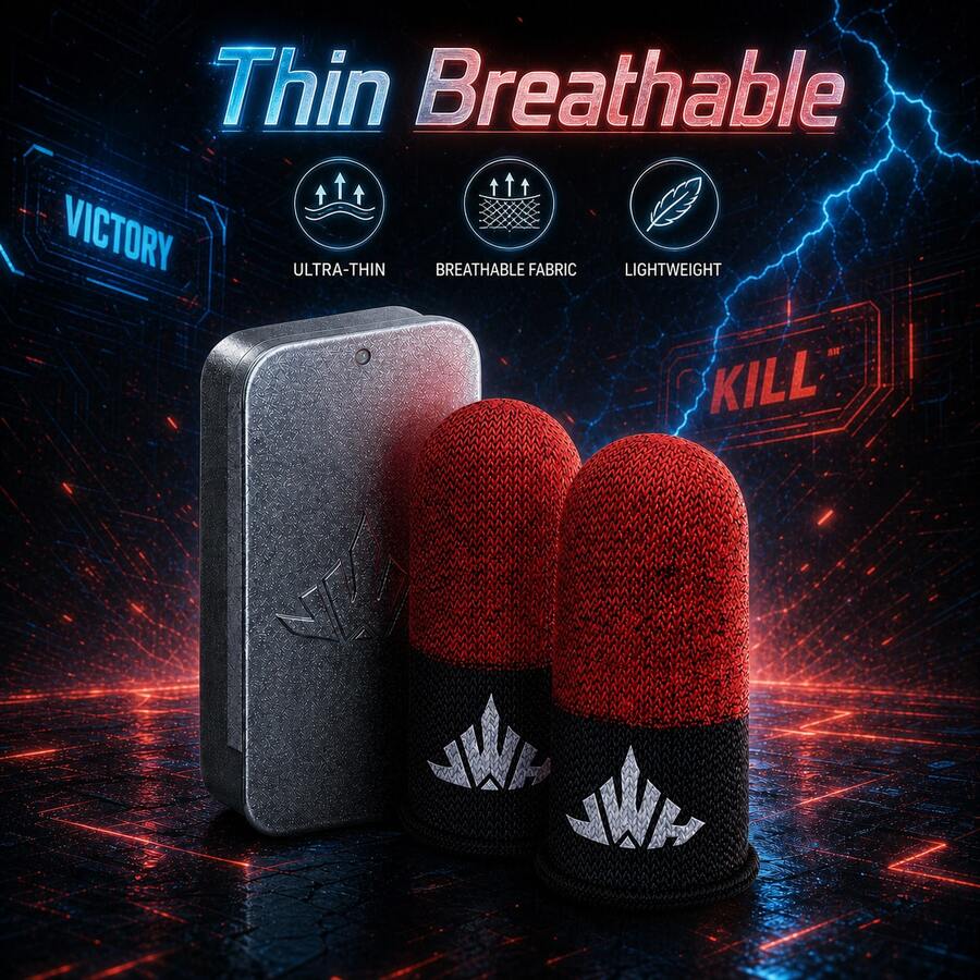 Gaming Finger Sleeves Thumb Protector Gloves For Mobile Gamers Grip Pro, Lightweight, Breathable & Sweat-Absorbent, With Storage Box