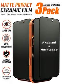 3 pcs Pelindung Layar Film Lembut Keramik Matte, Kompatibel dengan iPhone 18 Pro/18 Pro Max/17/16/15-11 Series, Bukan Kaca Anti Gores Sensitif Sentuhan, Cocok untuk Casing Ponsel, Aksesori Ponsel Film Keramik Fleksibel Hadiah - Hitam - View 1
