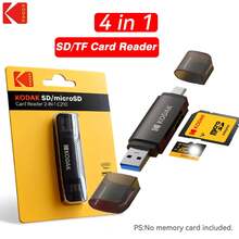 Kodak 4-In-1 Card Reader USB Type-C To Micro SD Card Adapter, Compatible With Laptop Accessories, Phone, Smartphone Storage Devices, USB 3.0 SD Card Adapter - Black - View 1