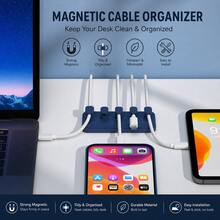 1 Set Magnetic Silicone Cable Organizer, Multi-Functional Data Cable Storage Clip, High Aesthetic, Portable, Desk Organizer, Christmas Decoration, Christmas, Halloween, Suitable For Office, Desk - Blue Magnetic - View 5