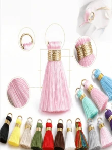 10Pcs 20mm Multicolor Mini Tassel Charms, Hand‑Made Trinket Findings, Hanging Ornament Supplies, DIY Craft Embellishment Accessories For Earrings, Necklaces, Hand Fans, Pet Bibs, Gift Decor And Home Ornaments - A - View 3
