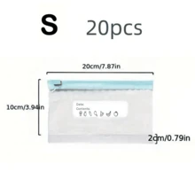 60/45入可重複使用食品儲存袋 - 加厚防漏塑膠冷凍袋，透明儲物夾鏈袋，旅行用可密封包裝保鮮袋 - 多尺寸 - 查看 14