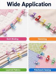 52 piezas de clips de costura de plástico de colores mixtos, clips de fijación de tela, clips de patchwork, herramientas de costura para fijación de tela - 52 piezas colores surtidos - Ver 6