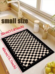 1pc Of Black And White Checkered Pattern Kitchen Mat,Water-Absorbing And Easy To Clean. Suitable For Use In Kitchens, Bathrooms, And Other Areas. It's Versatile Throughout The Year And Suitable For Various Holidays. - Multicolor - View 14