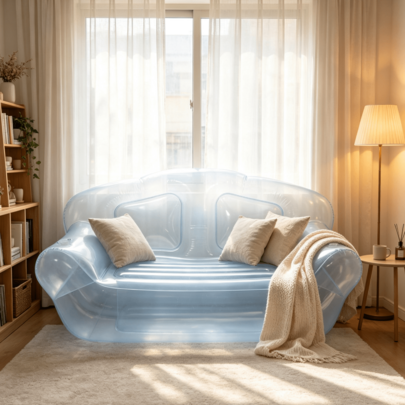 SENDERPICK Inflatable Double Person Sofa Inflatable Clear Chair, Transparent Blow Up Couch, Portable Double Person Air Sofa, Indoor/Outdoor Furniture Seat For Camping Beach Backyard Lawn