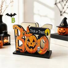 2D Flat - Halloween Wooden Napkin Holder Decoration, Featuring Ghost And Pumpkin Halloween Theme Design, Suitable For Home Dining Table, Bar Counter, Kitchen Countertop Napkin Storage - Multicolor - View 5