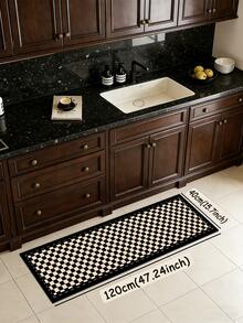 1pc Of Black And White Checkered Pattern Kitchen Mat,Water-Absorbing And Easy To Clean. Suitable For Use In Kitchens, Bathrooms, And Other Areas. It's Versatile Throughout The Year And Suitable For Various Holidays. - Multicolor - View 18