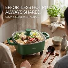 AORAN All-In-One Square Electric Cooker, Ceramic Non-Stick Electric Skillet Hot Pot With Stay-Cool Handles, Glass Lid, Bonus Silicone Cooking Tools For Steaming, Frying, Braising & Hotpot - US A Type Plug(110-127V) - View 6