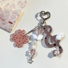 Millennium Y2K Style Sweet Versatile Four-Leaf Clover Music Note Keychain Pendant, Girly Backpack Car Key Ring Accessory For Women, Summer Beach Vacation, Travel, Birthday Party Gift, Valentine's Day - Multicolor - View 13