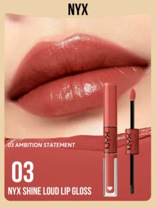 NYX Shine Loud 唇彩 03 Ambition Statement，長效液態唇彩搭配透明唇釉，豐盈豐唇，增加唇部豐盈感，強化唇部輪廓，雙頭設計，高顯色度，多功能，長效光澤 - 03 Ambition Statement - 查看 1