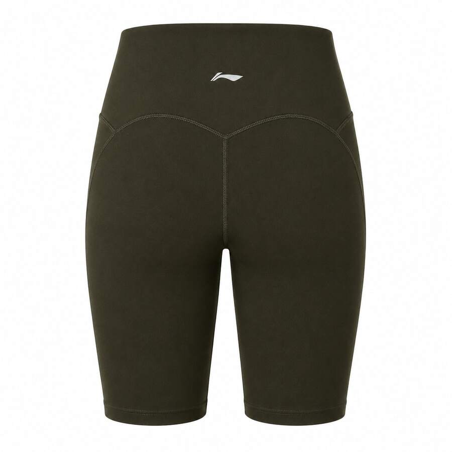 Li-Ning Women's High Waist Elastic Knee-Length Yoga Cycling Shorts ANBV002 - Prickly Green - View 1
