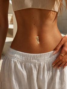 1pc 925 Sterling Silver Women's Navel Ring With CZ Pendant Chain Tassel Belly Piercing Jewelry, Mini Cute Sexy Body Piercing Stud - Single - View 5