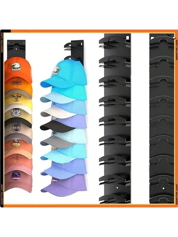 1/2/4pcs Portable Self-Adhesive Hat Storage Display Rack, Wall-Mounted Baseball Cap Organizer, Can Store 10 Hats, Easy Installation, Suitable For Doors, Closets, Etc., Practical Hooks