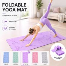0.4mm Ultra-Thin Foldable Yoga Mat, Portable Exercise Mat, Non-Slip Wear-Resistant Shock-Absorbing Sound-Insulating Fitness Floor Mat, Double-Sided Use Easy Storage Easy Cleaning, Suitable For Yoga Training, Pilates, Gymnastics, Jump Rope, Home Gym Sports Equipment - Multicolor - View 1
