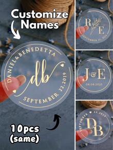 Wedding Initial Sticker Gold, 10/20/40/80/160/320pcs, Personalized Foil Sticker Custom Rose Gold Label, Easter Gift Valentine's Day Gift, Her Gift, His Gift, Mom's Gift, Friend's Gift, Home Decoration, Decoration, Personalized Gift, Custom Gift. - Multicolor - View 23