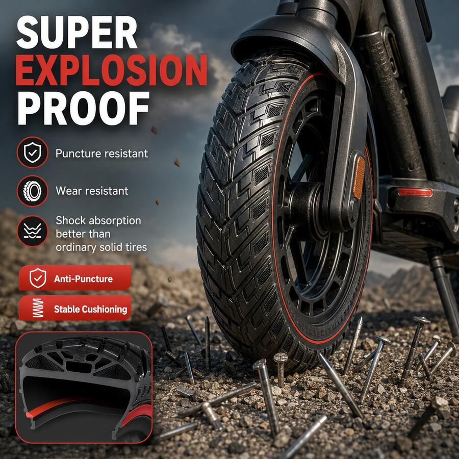 GLDYTIMES 12x2.125 Electric Scooter Solid Replacement Tire, 12.5x2.25 Puncture-Resistant Anti-Slip Durable Tire, Suitable For Razor Pocket Mod - Black - View 1