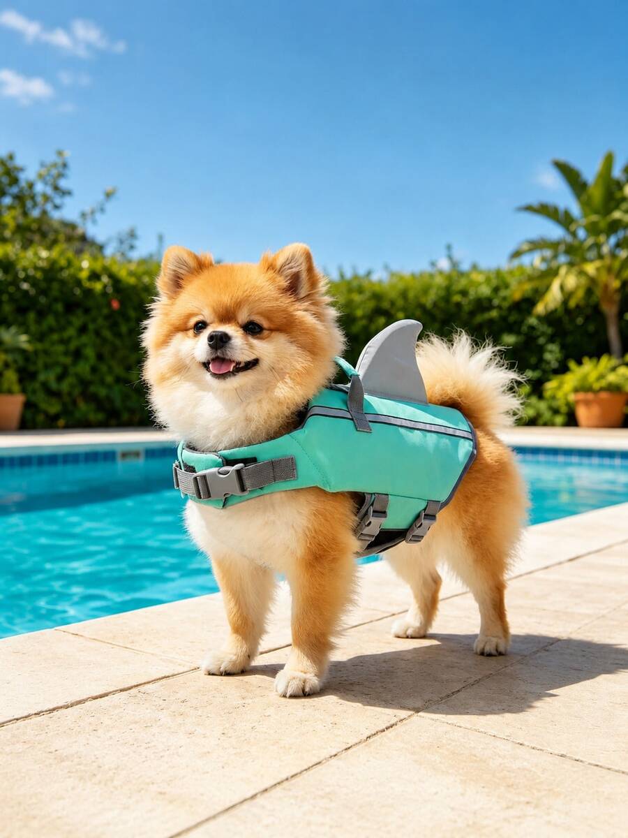 Metglad Chaleco salvavidas para perros, diseño lindo de aleta, chaleco de natación para mascotas con alta reflectividad y excelente flotabilidad, equipado con asa de rescate resistente y anillo de remolque, tamaño ajustable, adecuado para perros pequeños, medianos y grandes - Azul Cadete - Ver 1