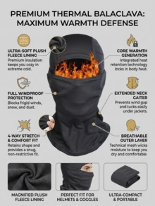 1-5pcs Fleece Lined Warm Headwear, Windproof Cold-Resistant Full Face Winter Ski Mask, Warm Neck Guard Headwear, Suitable For Snowboarding, Skiing, Motorcycle Riding In Cold Weather - Multicolor - View 4