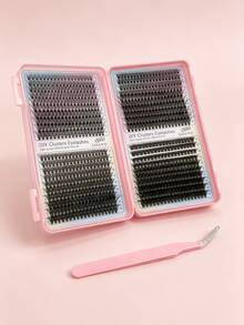 Mixed Styles Individual Lash Clusters Storage Box DIY Self Graft Eyelash Extensions 4 Types Segmented Fake Lashes D Curl Wispy Fluffy Lashes For Beginner Home Makeup - View 5