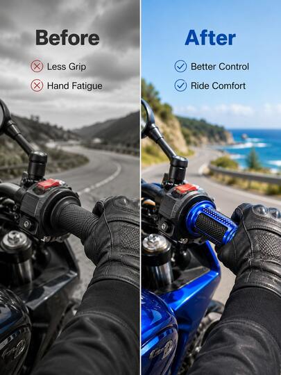 Universal Motorcycle Handlebar Grips, 1 Pair CNC Aluminum Alloy Rubber Anti-Slip Twist Throttle Handle, With End Caps, Shock-Absorbing Comfortable Control, Suitable For Street Bikes, Scooters, ATVs, Motorcycle Accessories, Motorcycle Gear, Motorcycle Accessories